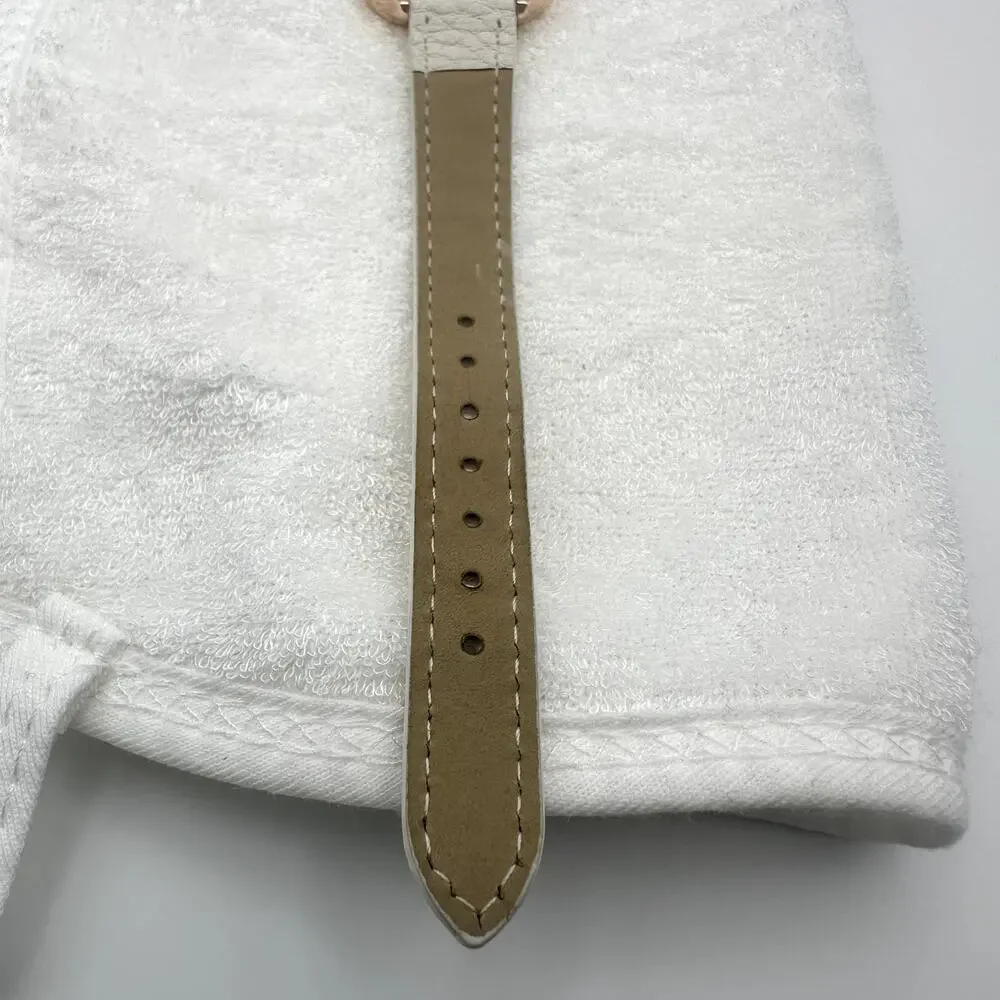 Nine West Women's Rose Gold-Tone Quartz Watch White Leather Strap